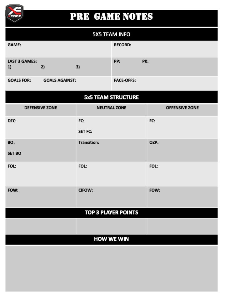 Hockey Game Notes